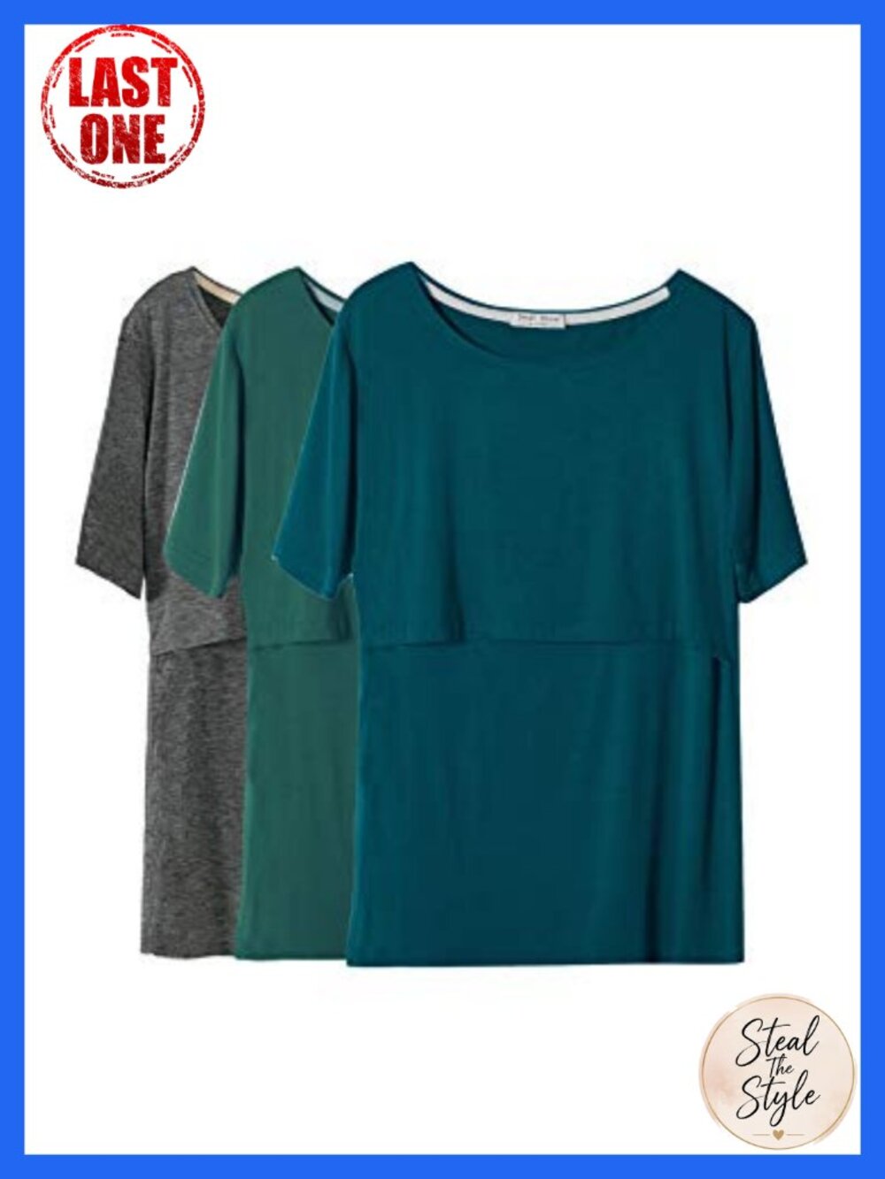 Maternity Nursing Tops Short Sleeve Breastfeeding Tees 3 Pack